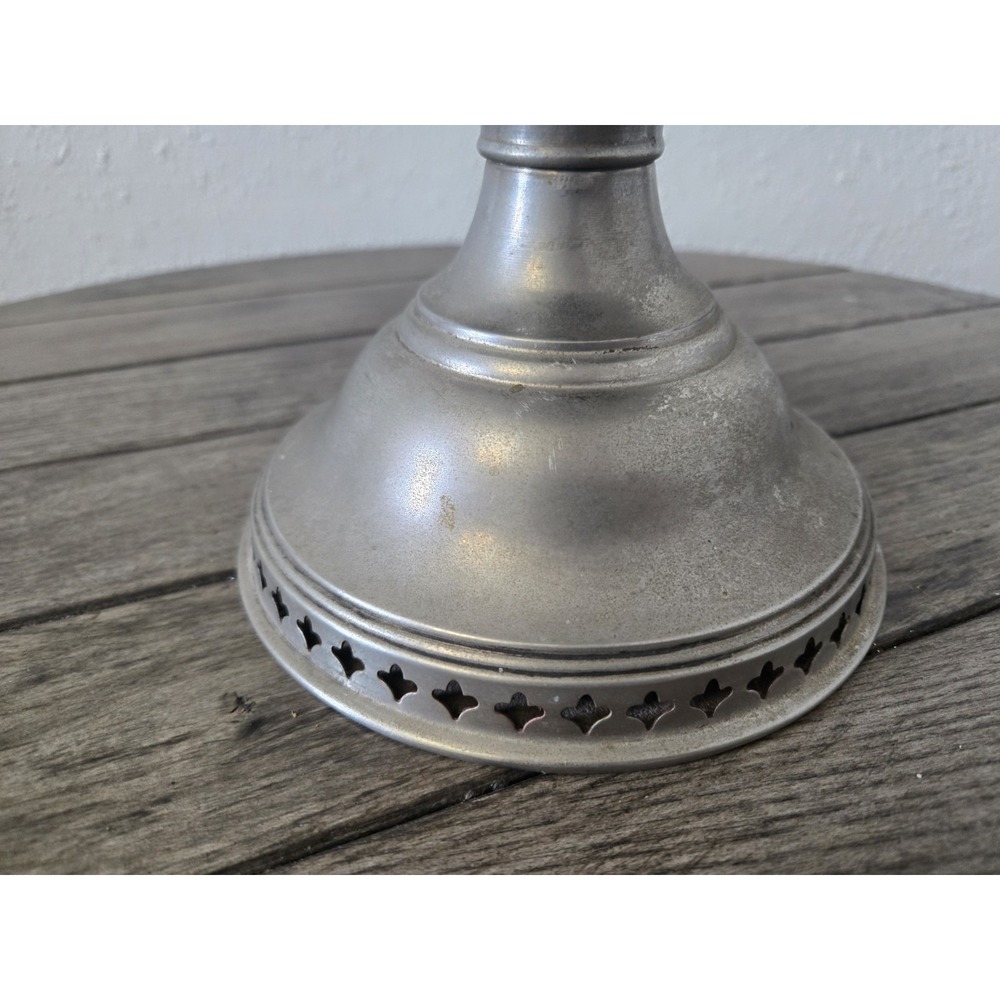 Antique 1900's Nickel Plated Oil Table Lamp Base Only - Picture 4 of 12